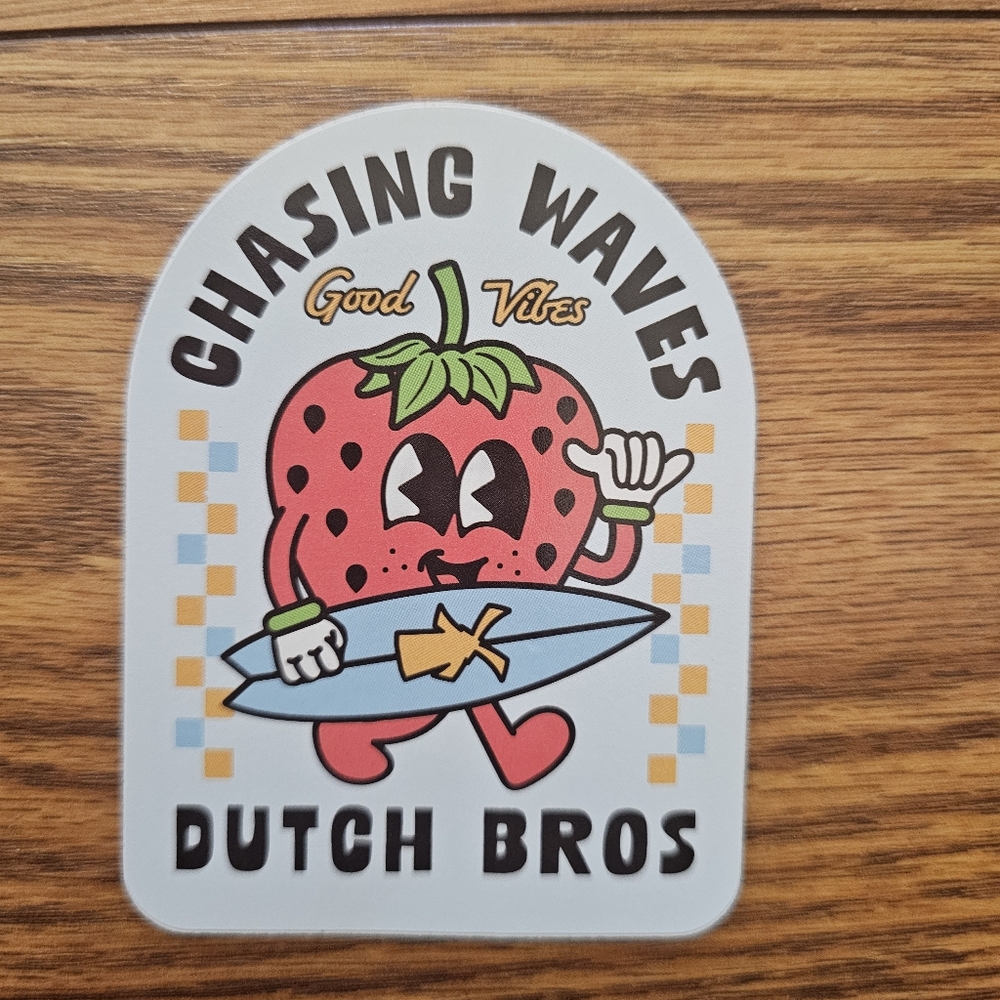 Dutch Bros Chasing Waves Sticker - Red and Blue